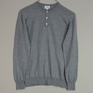 Elk Head Gray Henley Sweater 95% Cotton 5% Cashmere Size L Long Sleeve Pullover